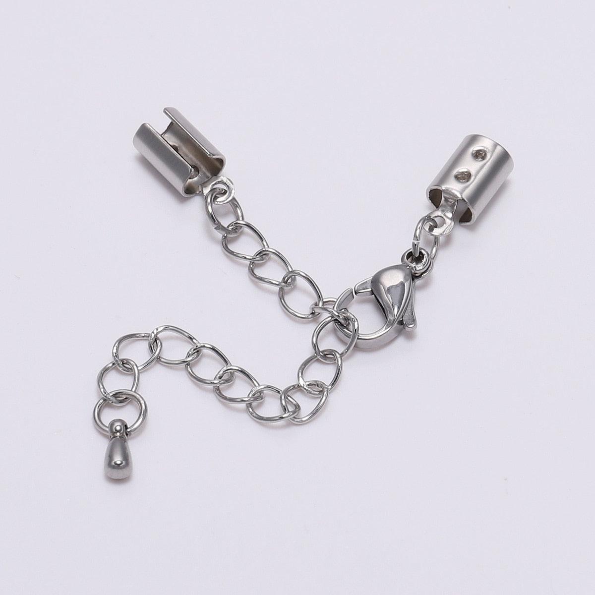 Stainless steel Lobster Clasp with Extender Chain, 5pcs 