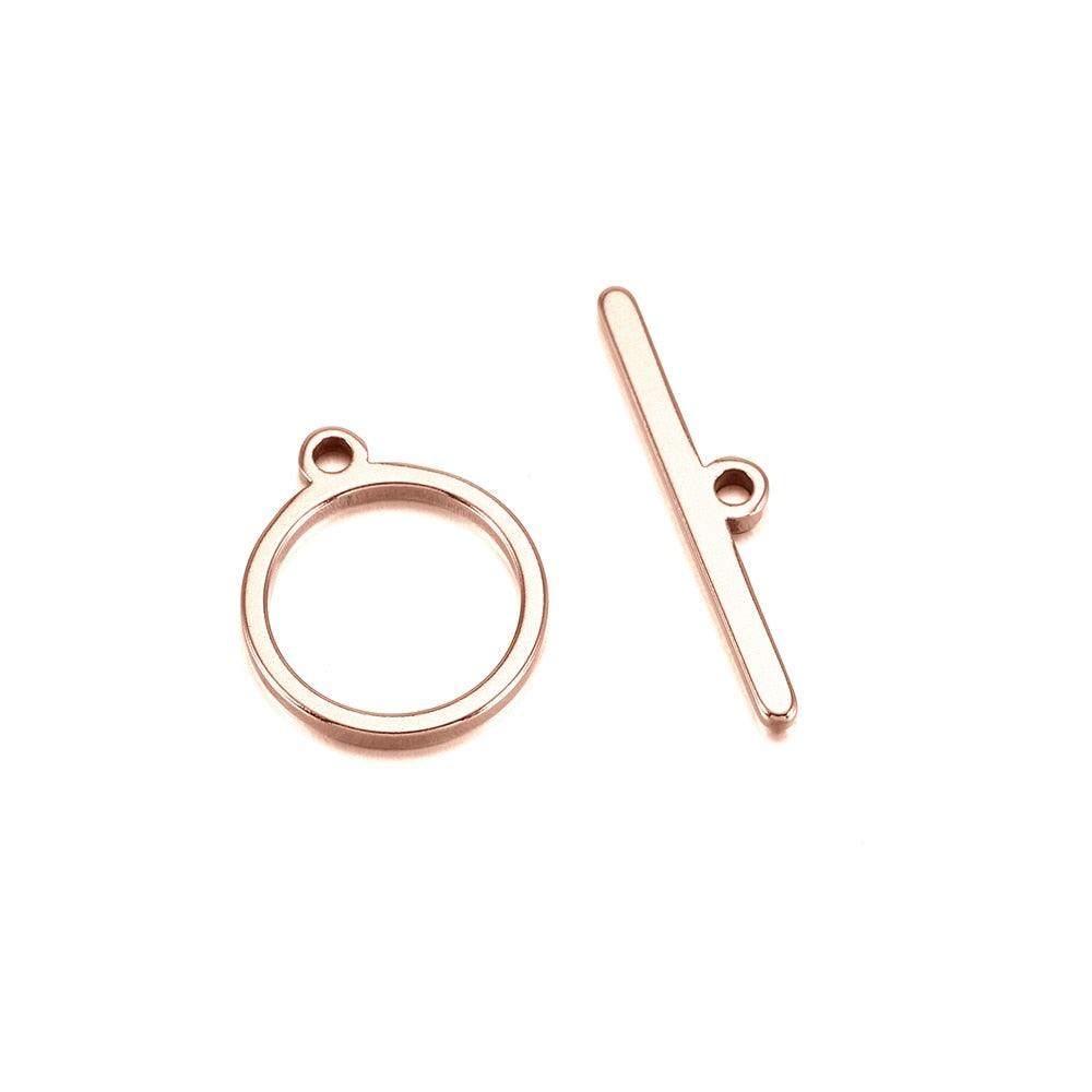 Stainless Steel OT Clasps, Rose Gold, 3 Sets 