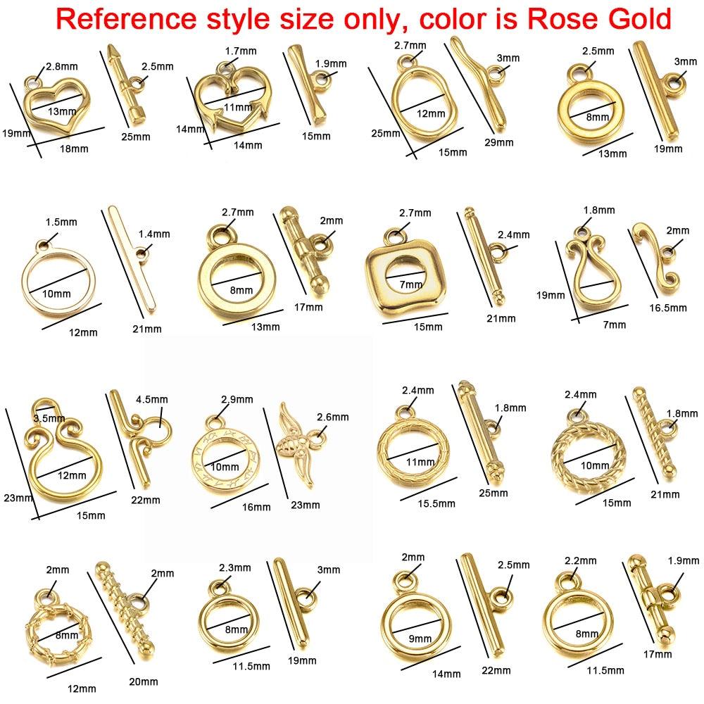 Stainless Steel OT Clasps, Rose Gold, 3 Sets 