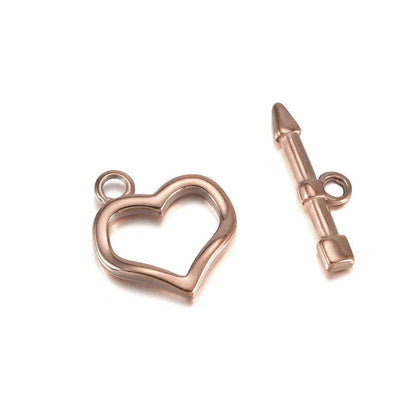 Stainless Steel OT Clasps, Rose Gold, 3 Sets 