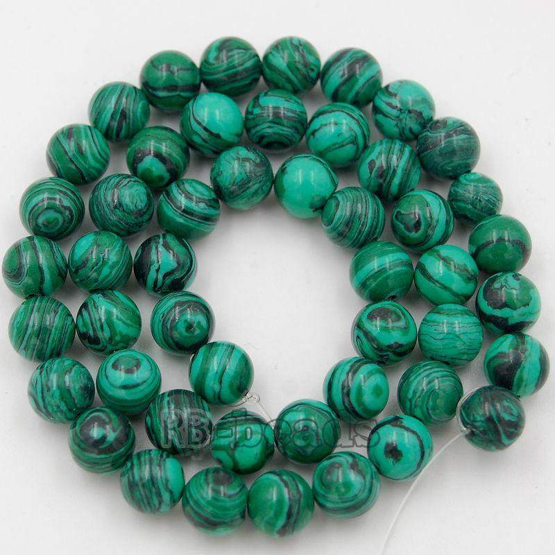 Synthetic Malachite Beads, loose Jewelry Round Gemstone, 4m-12mm, 15.5'' strand 