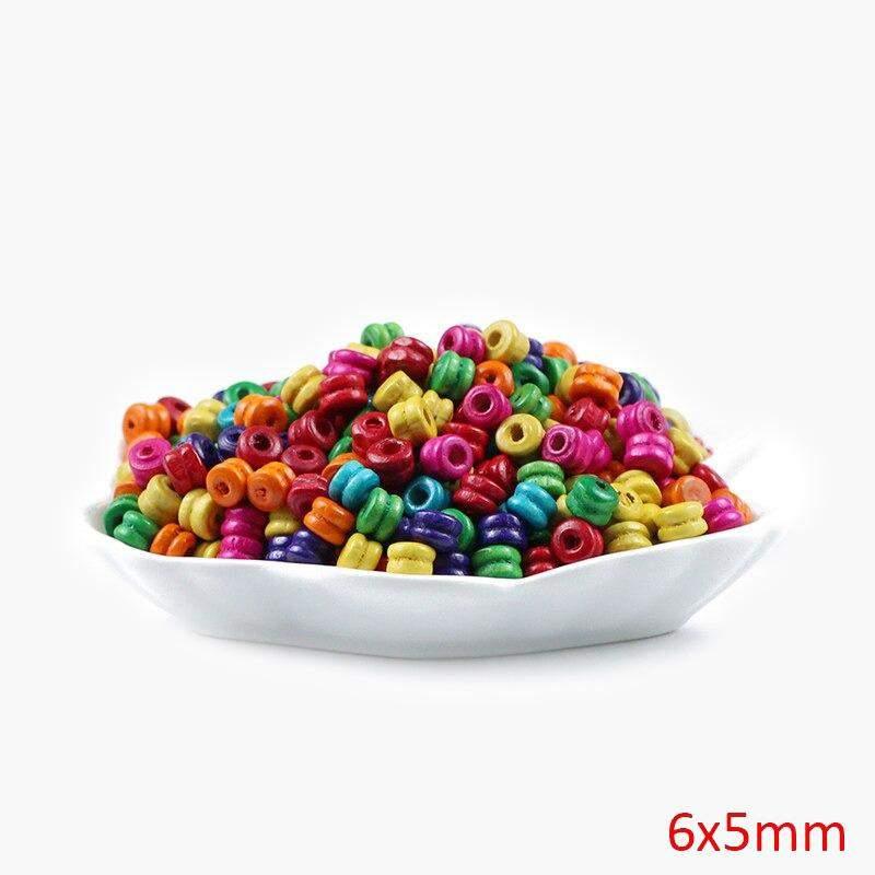 Thread oval tube Wooden Beads, Mixed Craft beads For Jewelry Making, Eco-Friendly Crafts Kids Toys 200pcs 