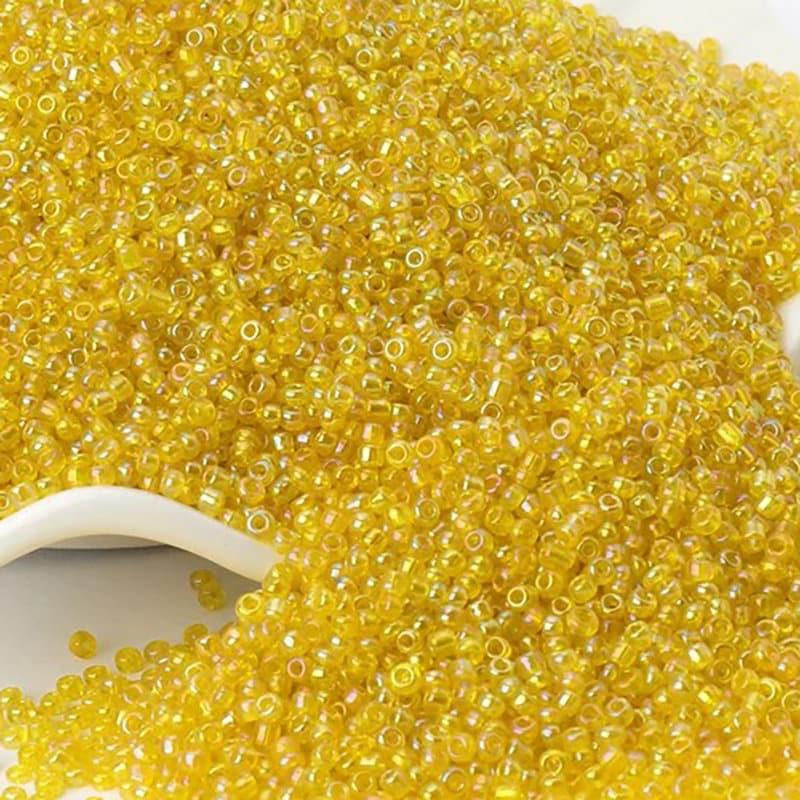 Tiny Yellow Transparen japanese seed beads, 2mm 12/0  toho Miyuki Delica small glass beads, Austria round beads, Clear, 1000 pcs 