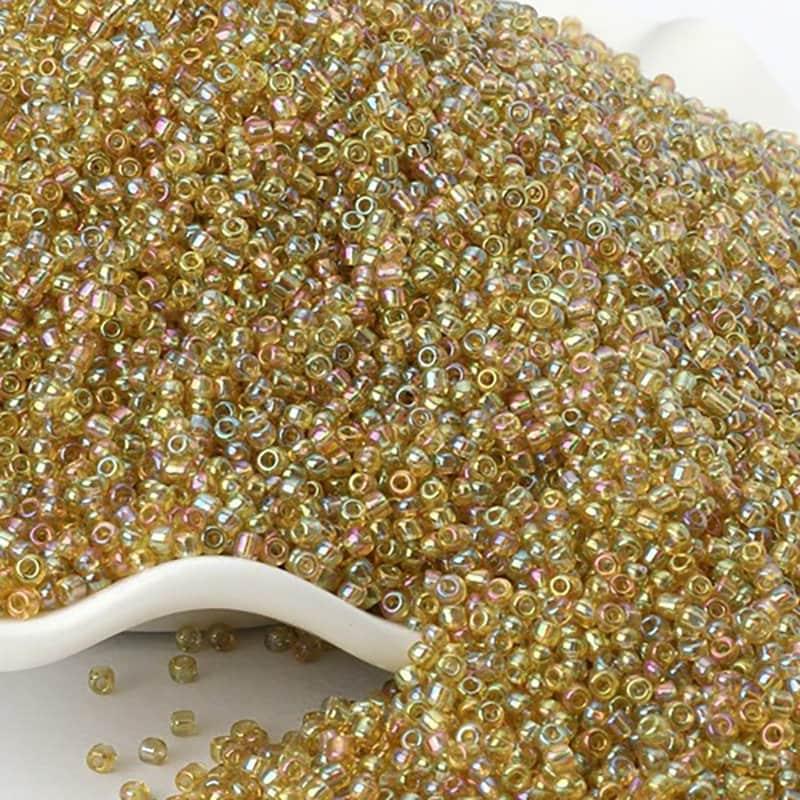 Translucent AB Yellow Miyuki Delica seed beads, 2mm 12/0 preciosa japanese small glass beads, Iridescent Austria round beads, 1000pcs 