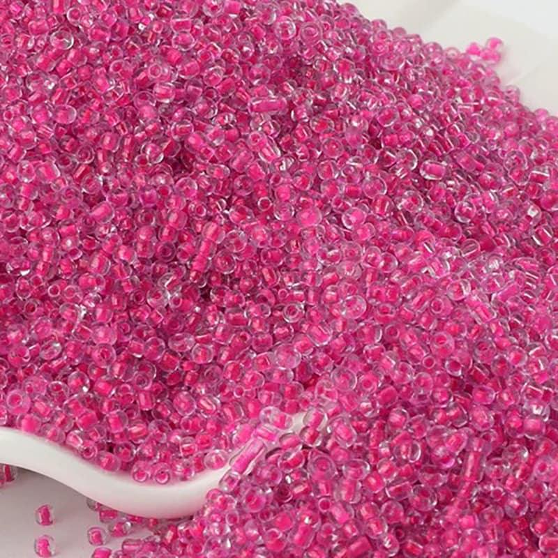 Transparent Seed Beads pink Lined, preciosa beadworking 2mm 12/0  Miyuki Delica small glass beads, Austria round beads, 1000 pcs 