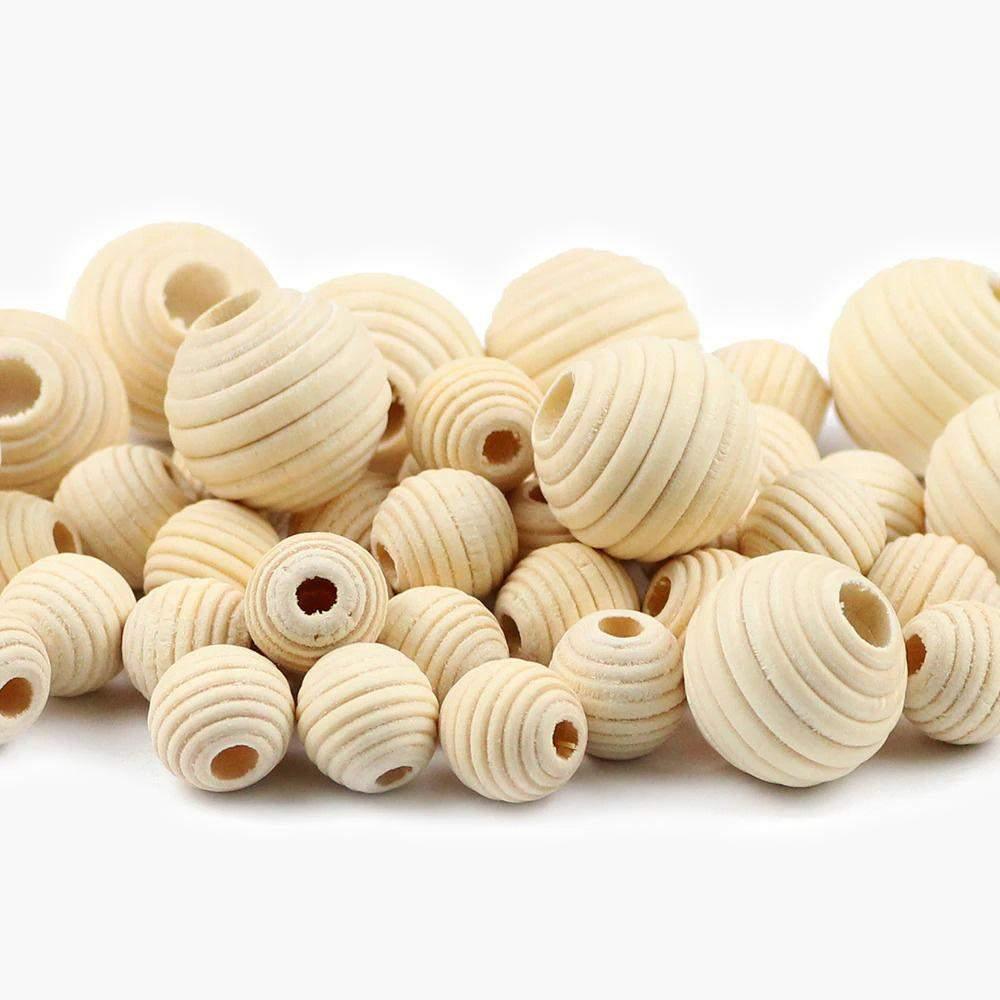 Unfinished beehive wood beads, Thread wooden large hole Spacer Eco-Friendly Natural Color Woods Bead Lead-Free Ball DIY 30PCS 12mm, 20mm 