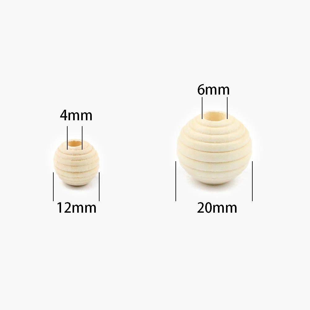 Unfinished beehive wood beads, Thread wooden large hole Spacer Eco-Friendly Natural Color Woods Bead Lead-Free Ball DIY 30PCS 12mm, 20mm 