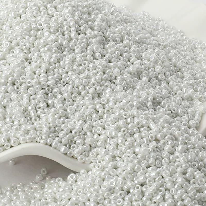 White gray round japanese seed beads, Miyuki Delica small glass beads 2mm 12/0 1000 pcs 