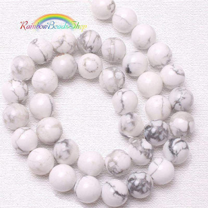 White Turquoise Howlite Beads, Gemstone Round, 2-12mm, 15.5'' strand 