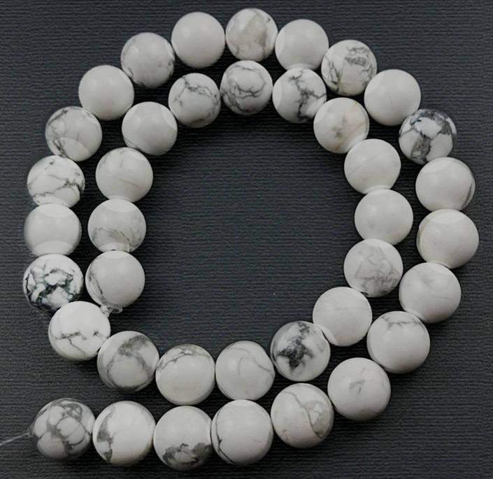 White Turquoise Howlite Beads, Gemstone Round, 2-12mm, 15.5'' strand 