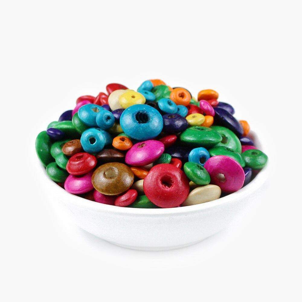Wood Beads, Flat Round Wooden Loose Beads for Jewelry Making 6*3MM 500pcs 